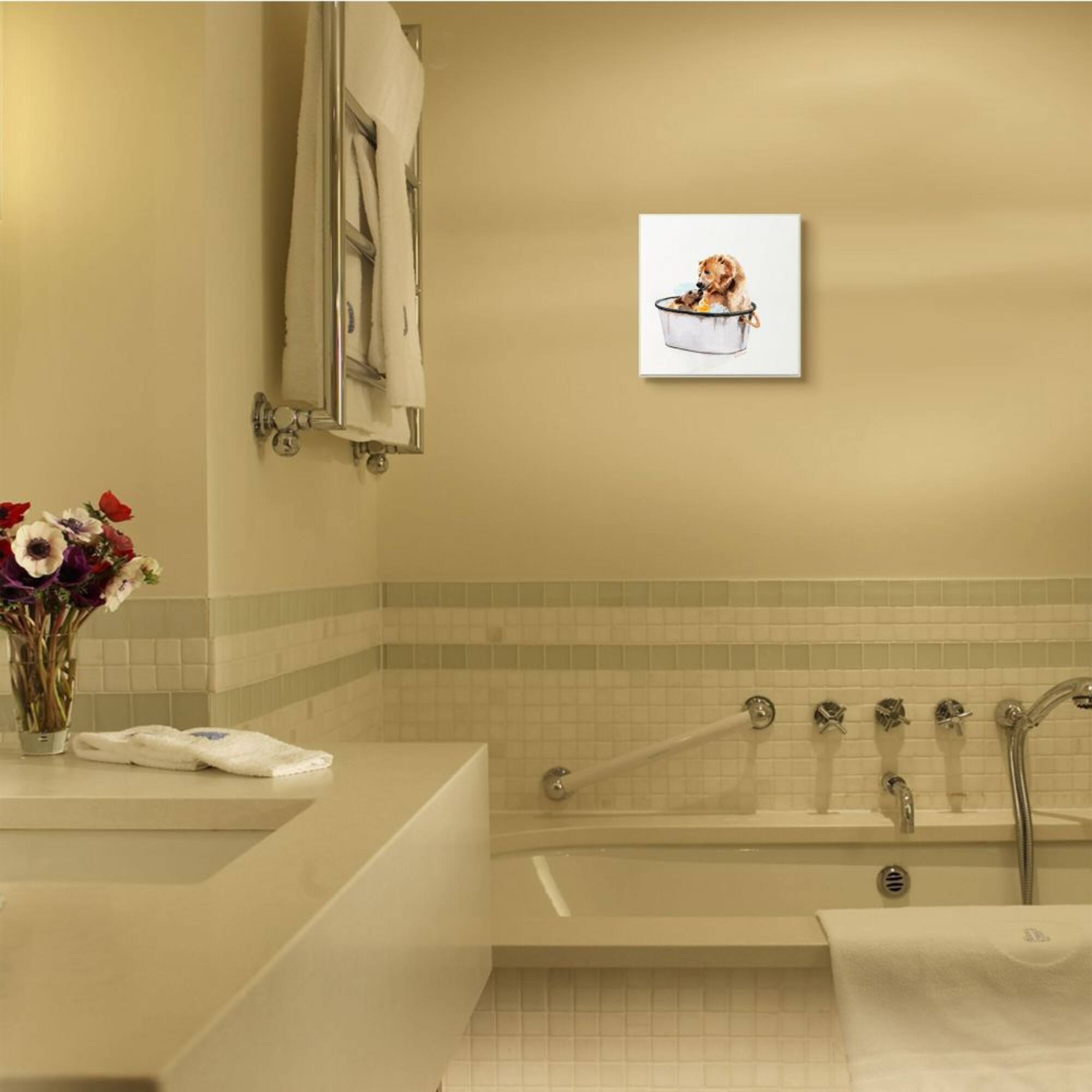 Stupell Industries Rustic Mother Bear and Cub in Bubble Bath,12" x 12"